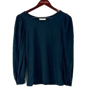 Nation Los Angeles Top Women M Black Pima Cotton Sheer Long Sleeve Lightweight